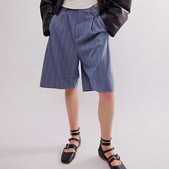 new FREE PEOPLE Blue Something About You Trouser Shorts - Picture 2 of 7